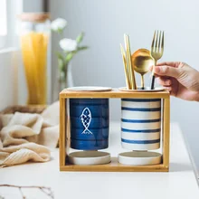 Безпробиваемая Керамическая Настенная подвесная емкость для палочек для еды многофункциональная двойная трубка палочки для еды ложка дренажная стойка для хранения wx8301641