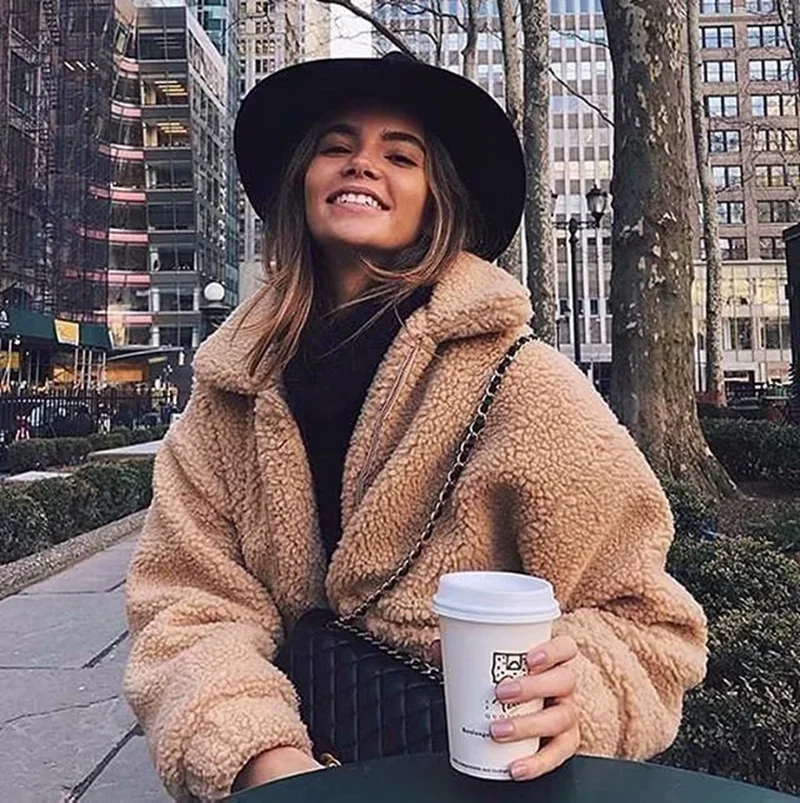 Korean Loose Long Sleeve Man Warm Lamb Wool Coat Hooded