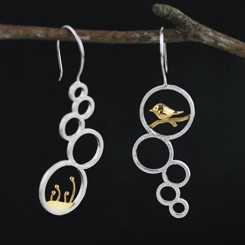 

CMAJOR Designer 925 Sterling Silver Spring Shoot and Bird Loops Earrings Women Girls Original Fine Jewelry Wholesale