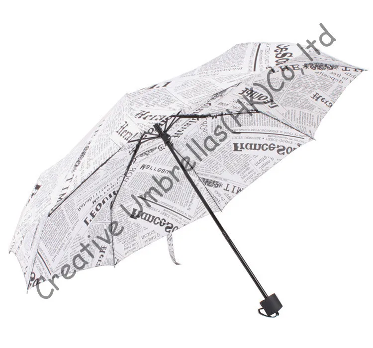 

Free shipping,pongee printed design,newspaper,three fold umbrellas,hand open,windproof,supermini,pocket parasol,mini style