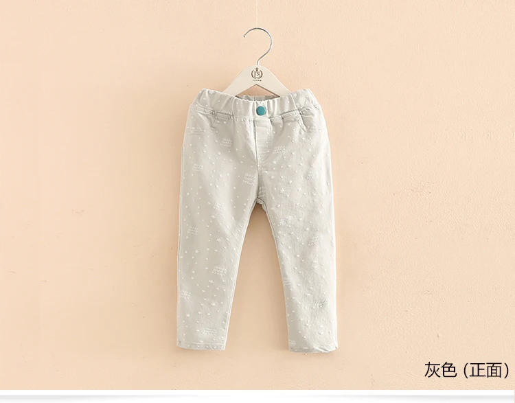 2018 3-12T Years Kids Children Cotton Solid Color Star Print Basic Elastic Capri Little Girl Tight Pants Spring Autumn Trousers (5)