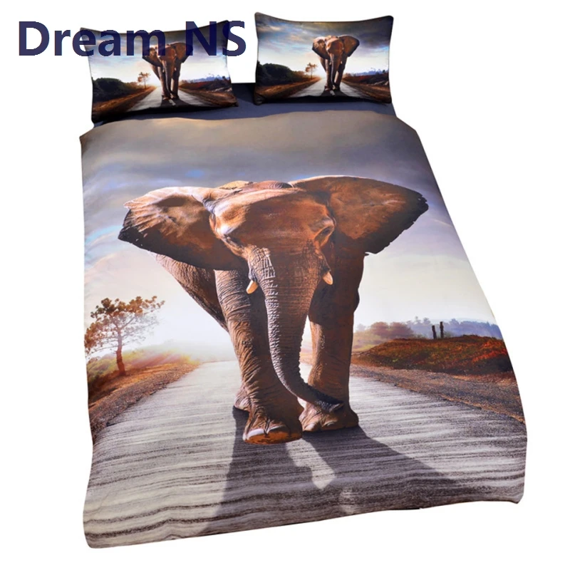Sonho NS Americano California KING Size 3D Elefante Cama Conjunto de Folhas De Cama Poliéter Plana de Capa de Edredon Colcha Define Home Textile