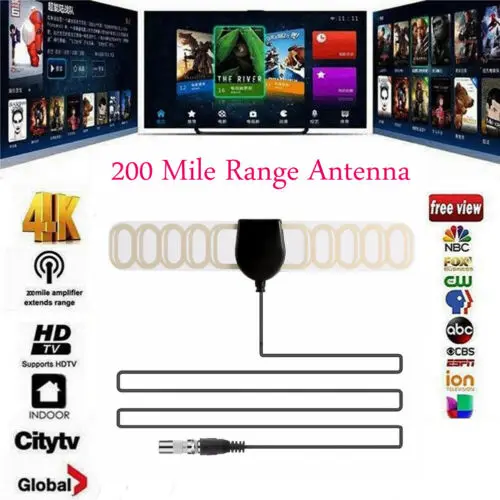 200 миля диапазонная антенна ТВ цифровая HD Skywire 4 K Antena tv 1080 P/усилитель комнатная