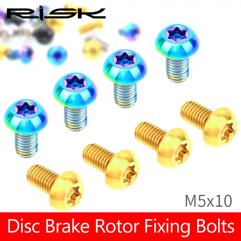 12pcs RISK Titanium Alloy Screws MTB Road XC bike Disc Brake Rotor Bolts M5*10mm