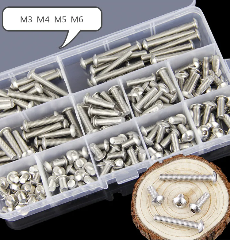 free shipping 165pcs 304 stainless steel inner hexagonal screw sleeve round head bolt M5 | Обустройство дома