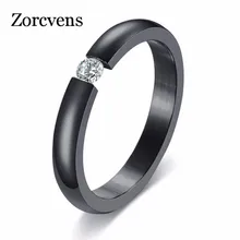 ZORCVENS 3mm Simples Alta Polido 4 Cores Cubic Zirconia Pedra Anéis de Noivado Casamento de Aço Inoxidável para a Mulher(China)