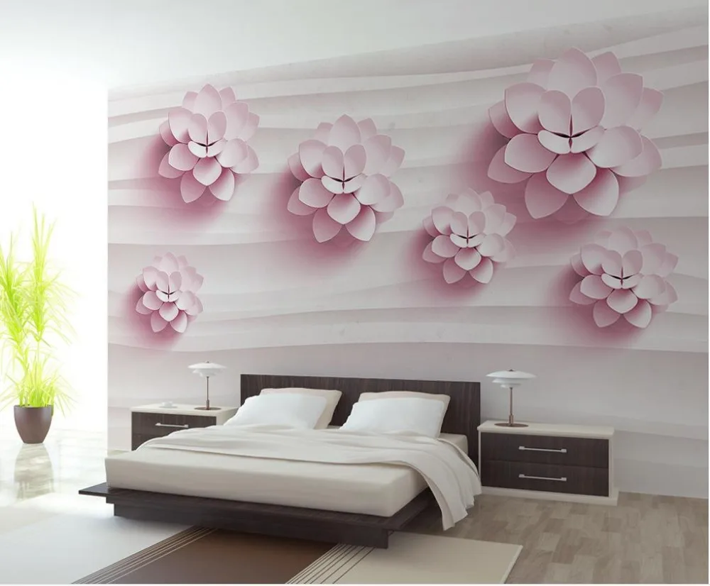 

Custom 3d mural wall paper Three-dimensional large mural wallpaper Flowers bedroom living room sofa 3d photo wallpaper