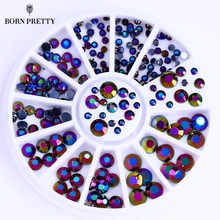 230 Pcs Round Nail Rhinestones Flat Back Acrylic UV Gel Decor Manicure Art Decoration in Wheel