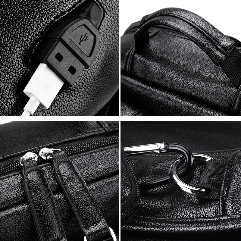 Мужской кожаный рюкзак с USB зарядкой для ноутбука 15 6 дюйма|leather backpack men|designer leather