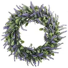 1pcs Lavender Wreath Artificial Door Hanging Lavender Flower Wreath Summer Party Wedding Decoration DIY Wreath Garland