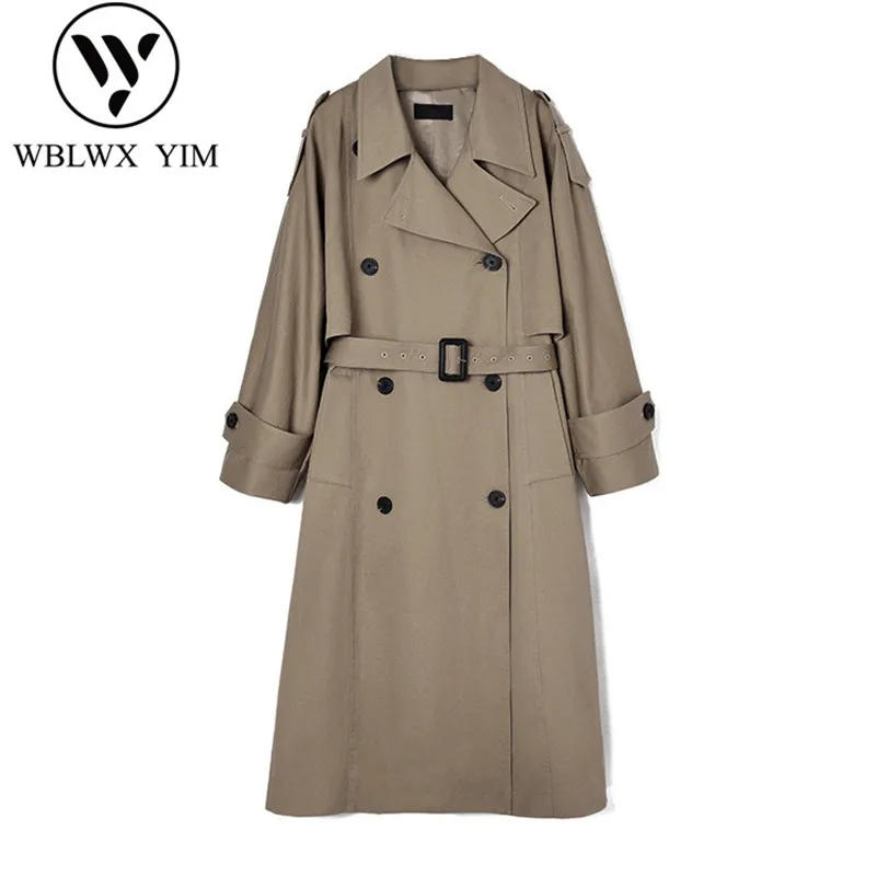 

2019 Autumn England Style long Trench coat women High quality Trench coat womens Fashion classic Double Breasted loose Outerwear