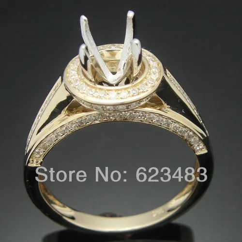 

SOLID 14kt YELLOW GOLD . SEMI MOUNT ENGAGEMENT RING SETTING ROUND 5.0mm