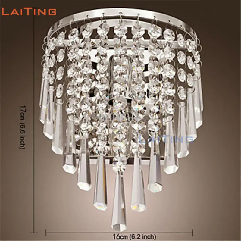 

LAITING Silver Modern Crystal Wall Lamp with Clear Crystal Bead BedRoom Night Light for Christmas Decoration+Free Shipping