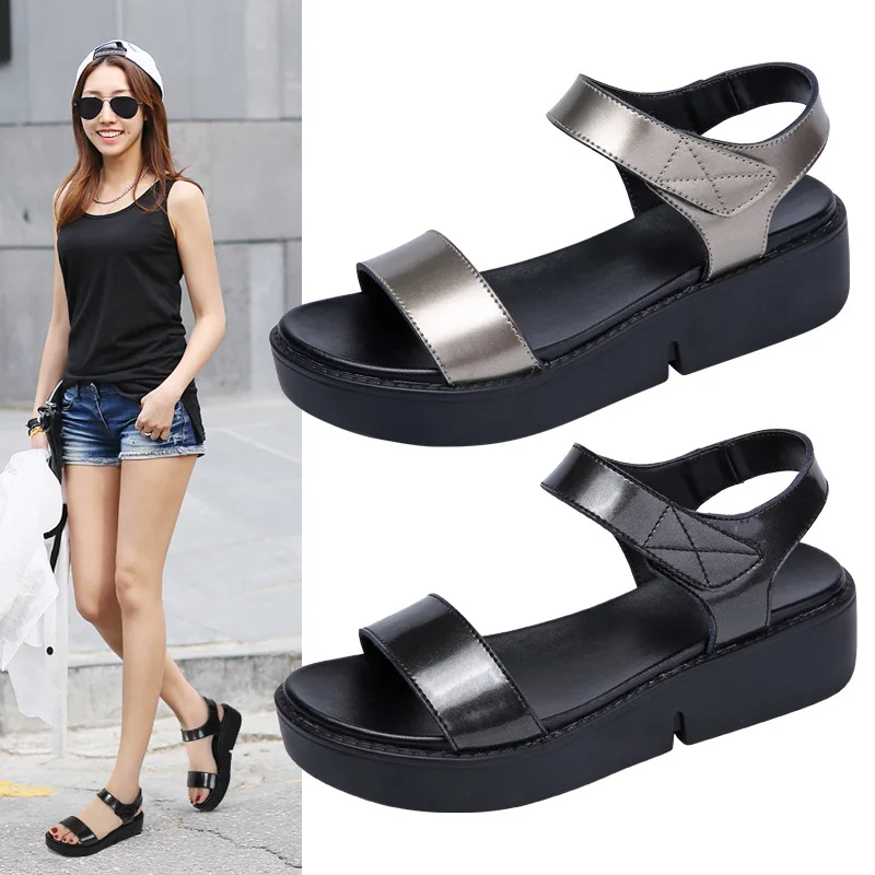 

8938 new women's sandals thick-soled sandals women's leather increased ladies