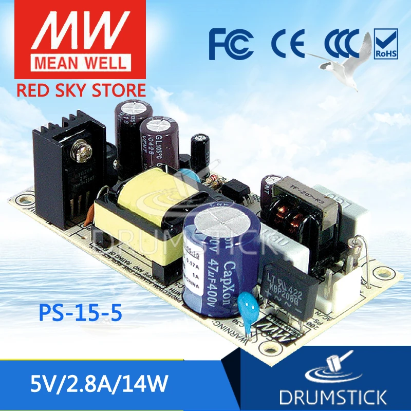

MEAN WELL PS-15-5 5V 2.8A meanwell PS-15 5V 14W Single Output Switching Power Supply