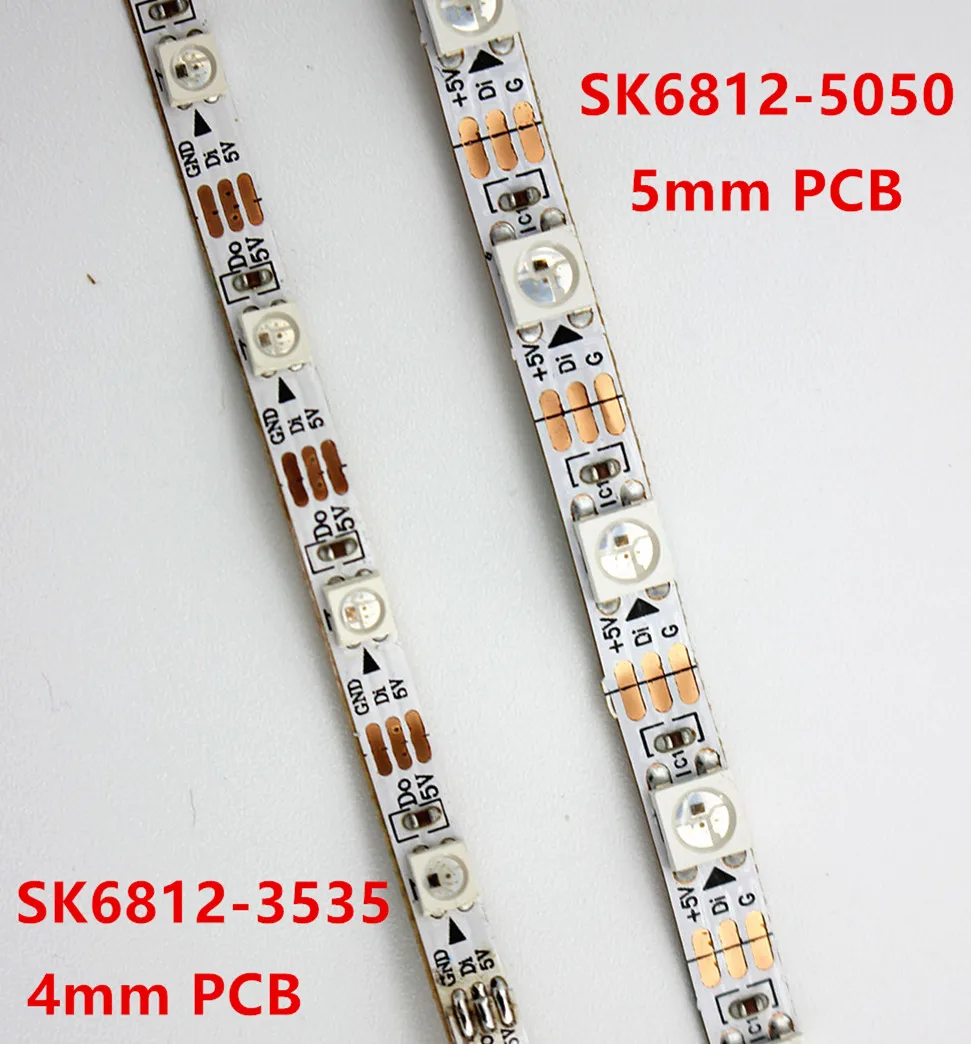 1 м прибор приемно-5050 5 мм PCB SK6812 3535 4 мм PCB SMD RGB гибкий светодиодный полосы DC5V вход 60 пикс./м не обладает водонепроницаемостью