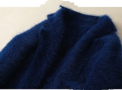 BELIARST осень и зима бутик норковая шуба норка кашемировый кардиган свитер женское длинное пальто утолщенный воротник Мандарин - Цвет: Canglan