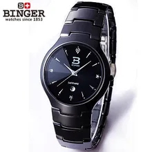 Famosa Marca hot sale genuine Binger relógio de Ouro mesa moda aço de tungstênio mens business casual quartz relógio de pulso à prova d’ água