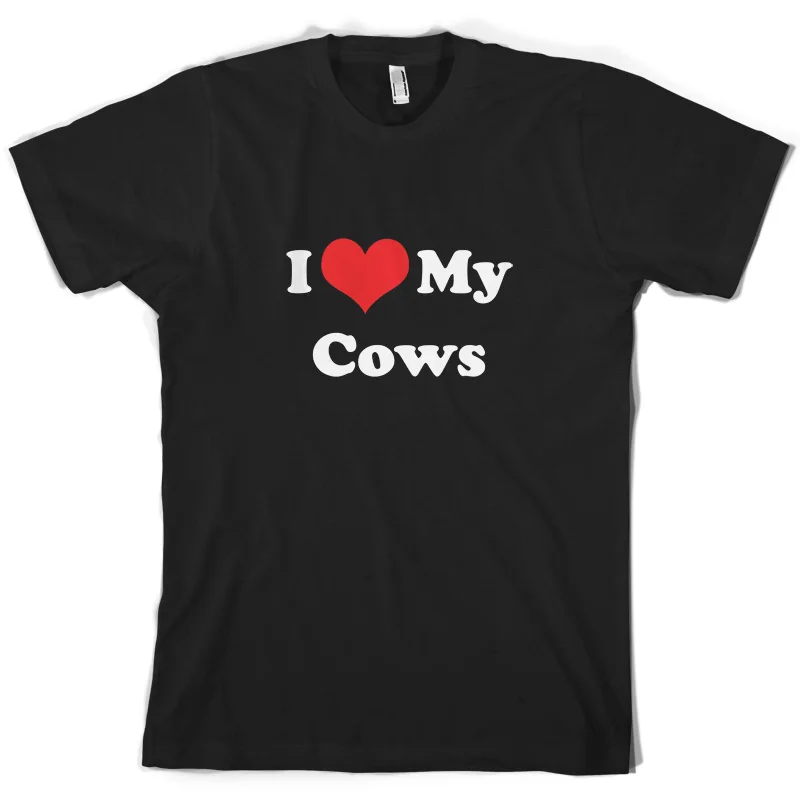 I Love My Cows-Мужская футболка-10 цветов-Farmer-Cow-FREE UK P &amp Футболка с принтом Мужская