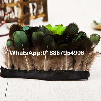

10yards beautiful Natural Green Golden pheasant feathers trims/fringes 5-8 cm Natural chicken Feather ribbons