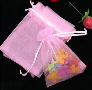 

Jewelry Packing Drawable Organza Bags Wedding Gift Bags pink color Organza Pouch Wedding Party Favor Gift Bag