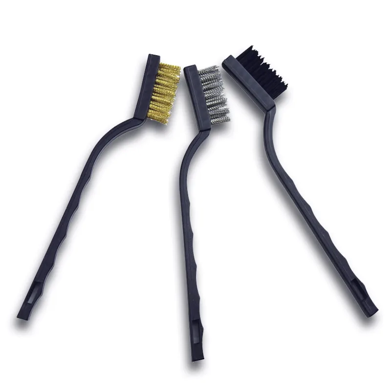 Mainpoint New Mini 3Pcs Wire Brush Stainless Steel Nylon Brass Wire