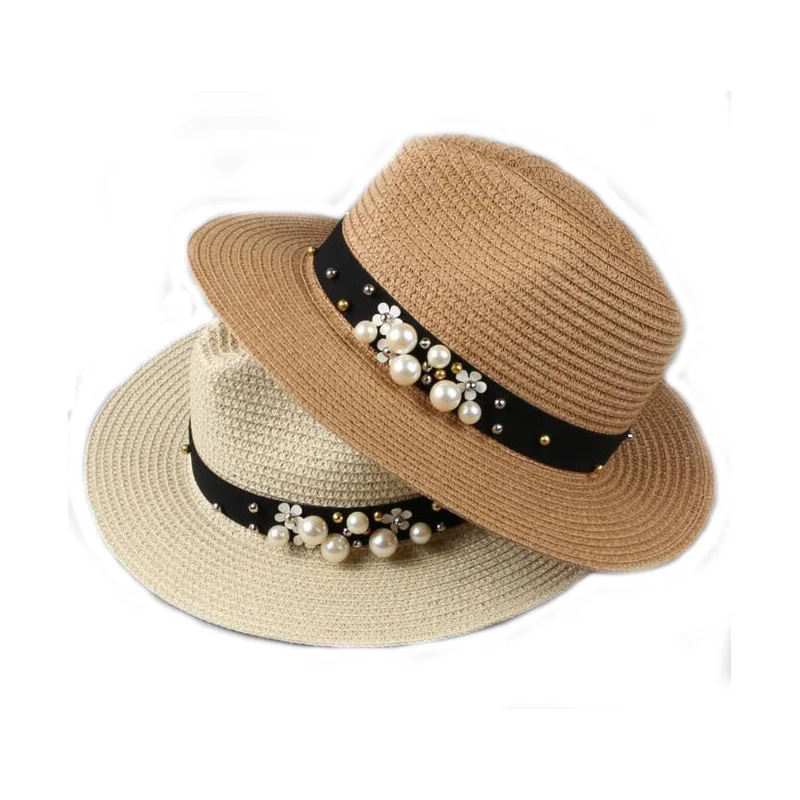 Buy 100pcs/lot Flat top straw hat Summer Spring women