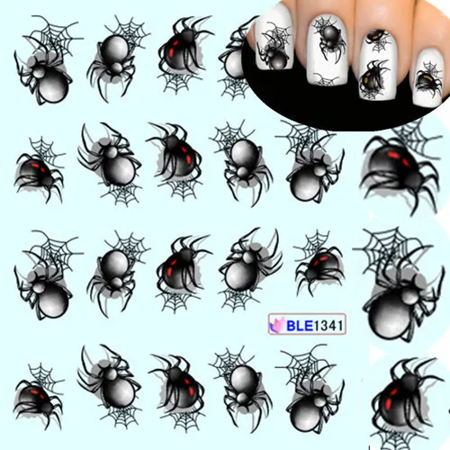 1 sheet halloween style spider water transfer nail art stickers manicure decoration nails wraps decals styling tools sable1341