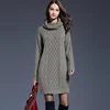 2022 mujeres moda cuello alto grueso suéter Vestidos más tamaño Casual Sexy tejido algodón Otoño Invierno vestido Vestidos ► Foto 2/6