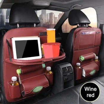 

Car Backseat Protective Cover Organizer with Tablet Holder Foldable Tray for Vehicle PU Seat Car Styling