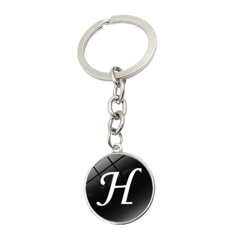 Алфавитная цепочка для ключей, кольцо 26 Английских Букв, брелки с именем, автомобильный кошелек, сумки, аксессуары для девушек, женщин, мужчин - Цвет: H