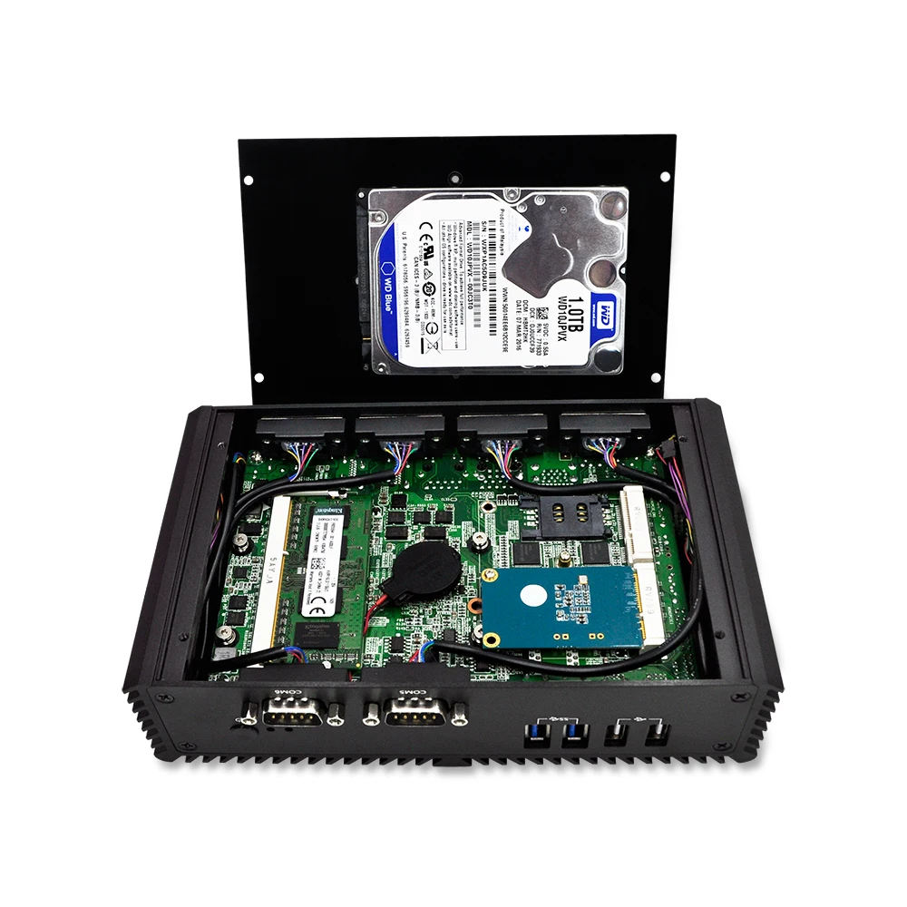 Qotom мини ПК Q301P Q350PY Celeron 2955U/ core i5 3205U двойная Lan 6 * USB RS232/RS485/VGA 15 Вт безвентиляторный POS