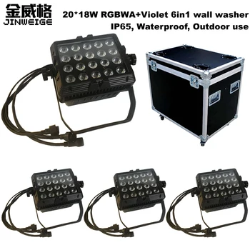 

Free Shipping 4pcs/lot with Flycase 20x18W RGBWA+Violet 6in1 Outdoor Holiday Lighting Wall Washer Led DMX512 Party Lights IP65