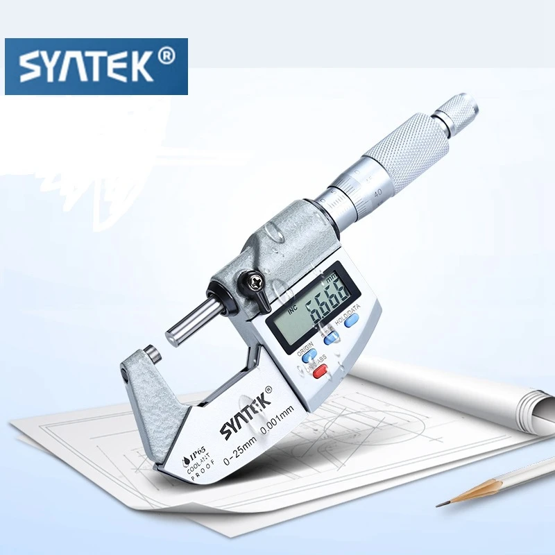 0 25mm IP65 Waterproof Digital Micrometer 0.001mm Electrical Outside