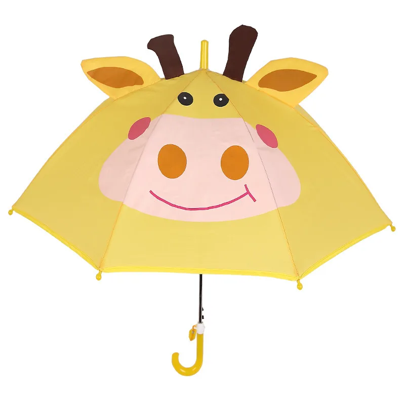 6.Cute Cartoon Children Umbrella Animation Creative Long-handled 3D Ear Modeling Kids Umbrella for Boys Girls