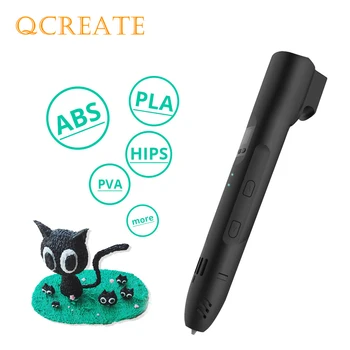 

QCREATE QW01-012A 3D Pen LCD Screen Adjustable Heating Temperature 8-speed Setting 3D Printing Pen compatible PLA ABS Filament