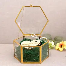 На заказ Свадебные обручальные кольца коробка ювелирных изделий подарок, свадебные кольца держатели ювелирных изделий блюдо, Геометрическая стеклянная коробка, свадебный подарок