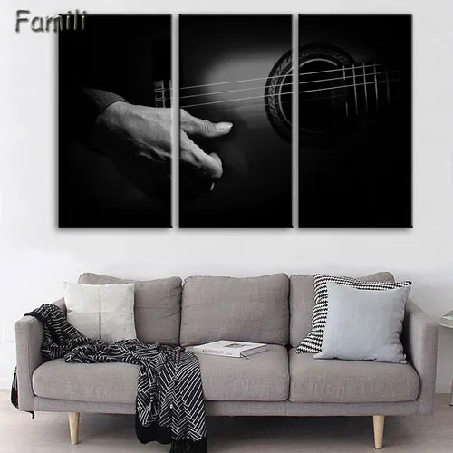 Многоцветный Холст стены Книги по искусству некадрированным Home Decor Фотографии комплект из 3 предметов Электрогитары Картины Винтаж музыкальный инструмент Плакаты HD с Пэн - Цвет: Многоцветный