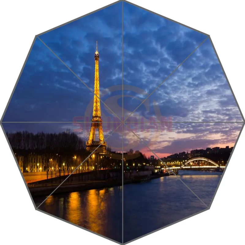 Персонализированный Париж Эйфелева башня в картины с видами Парижа Авто складной зонт - Цвет: Лиловый