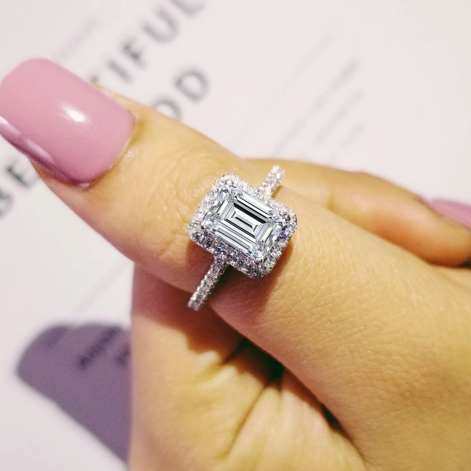 Fashion 925 sterling Silver Engagement wedding Rings for Women ring set band finger promise Jewelry blue bridal wholesale R1997