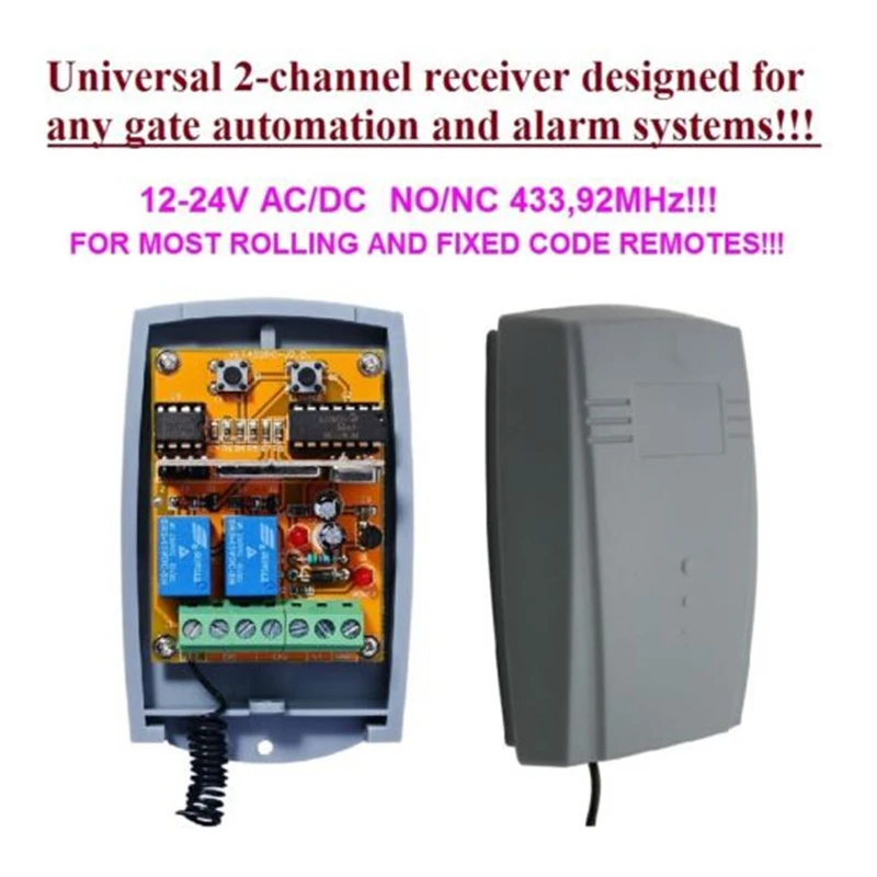 

Cheapest!!! 100sets DC/AC 12-24V 2 channel 433.92mhz wireless remote control switch for garage door /gate opener