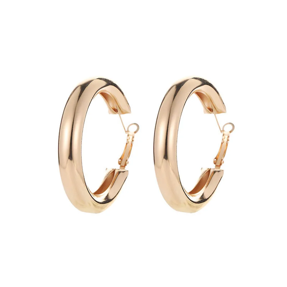 Очень красивые и изысканные минималистичные серьги-кольца в стиле панк-рок, 50 мм, большие круглые серьги-кольца из Золотого Сплава - Окраска металла: Gold