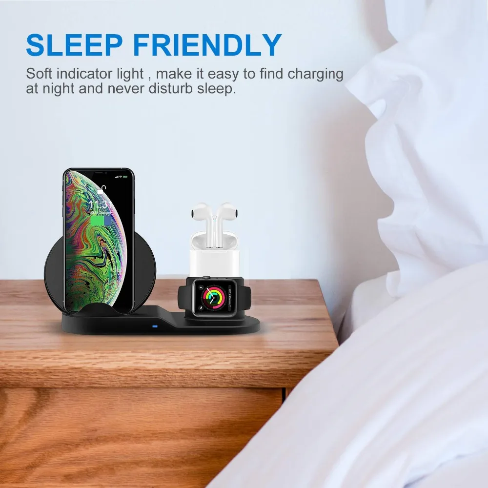 Беспроводное зарядное устройство Fdgao Qi для Apple watch 1 2 3 iPhone XS Max XR X 8 Plus AirPods Быстрая