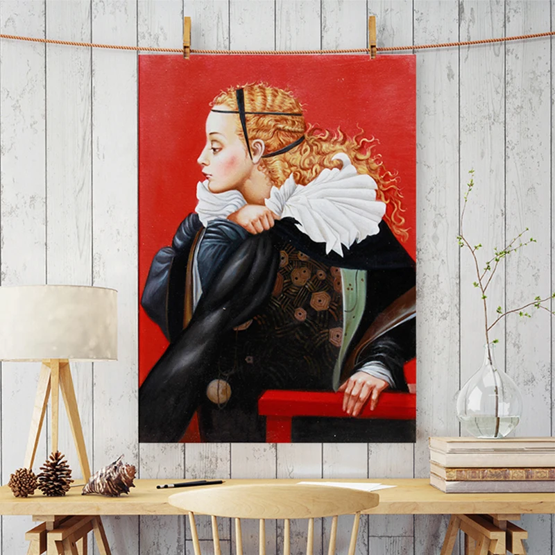 

European style afiche retro classique Medieval knight gorgeous lady painting on the wall for living room HD cuadros decoracion