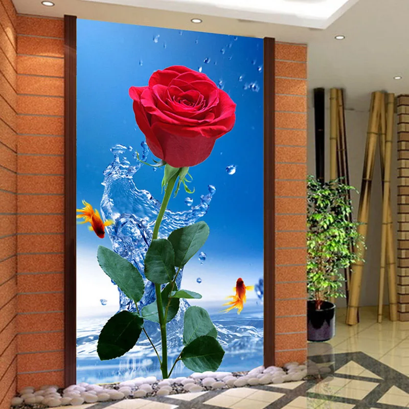 Wallpaper Water Red Rose