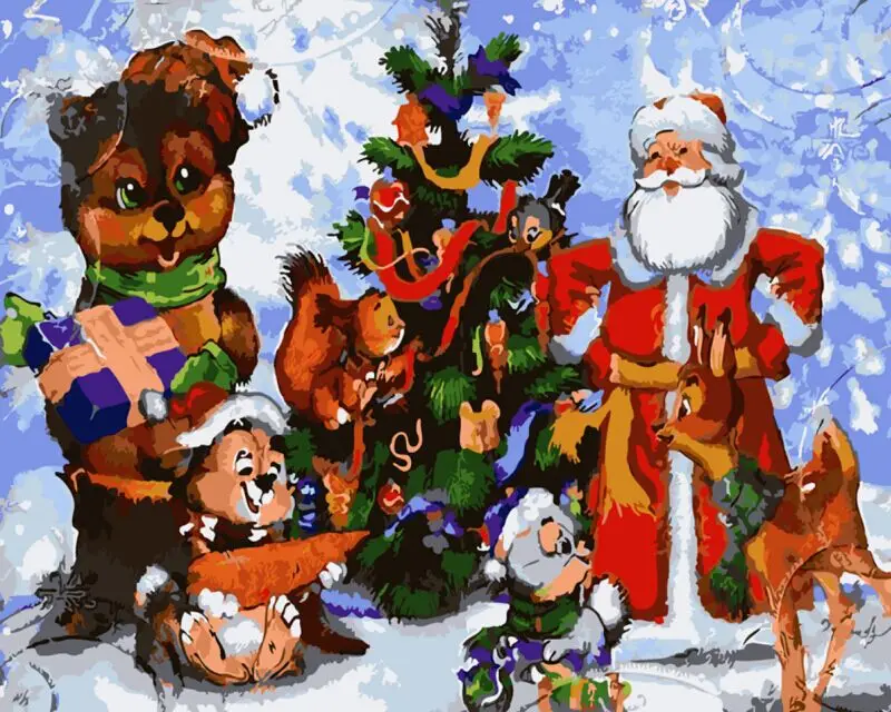Kerstman schilderijen koop goedkope kerstman schilderijen loten ... Vrolijk schilderij woonkamer