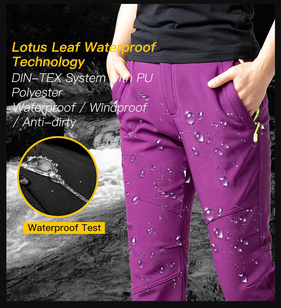 Hiking Pants Winter Woman Waterproof Hunting Trousers Softshell Fleece Warm Women's Pants Lightweight Women's Sports Pants (4)