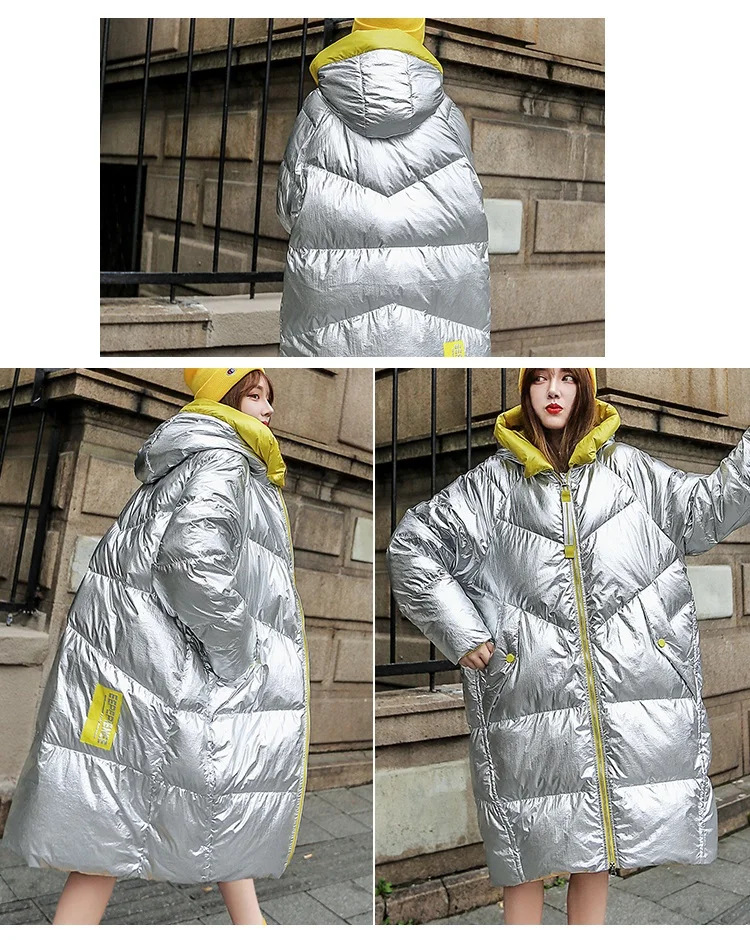 Oversized Down Jacket Coat Women Winter Down Cotton Coats Female Hooded Warm Cotton-padded Parkas Coat New Womens Loose Overcoat