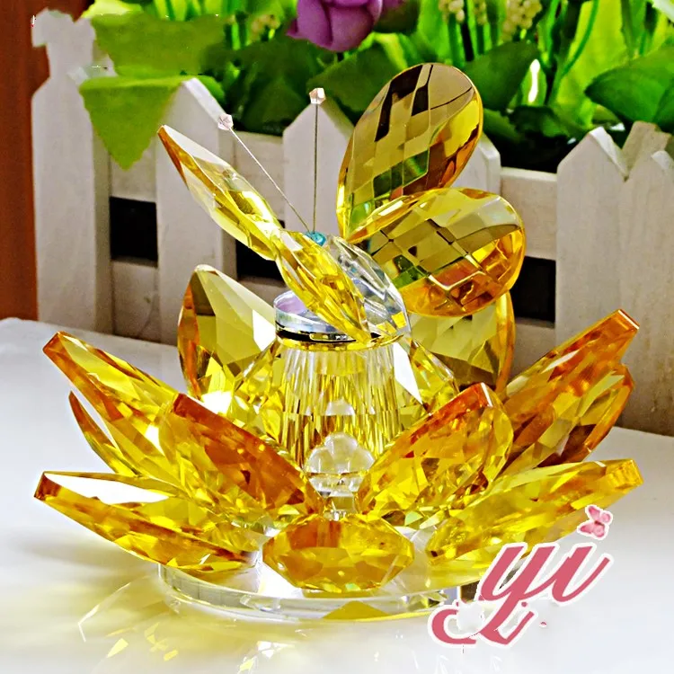 Хрустальная Бабочка Лотос, креативный современный кристаллизированный, настольные украшения, красивый подарок на день рождения