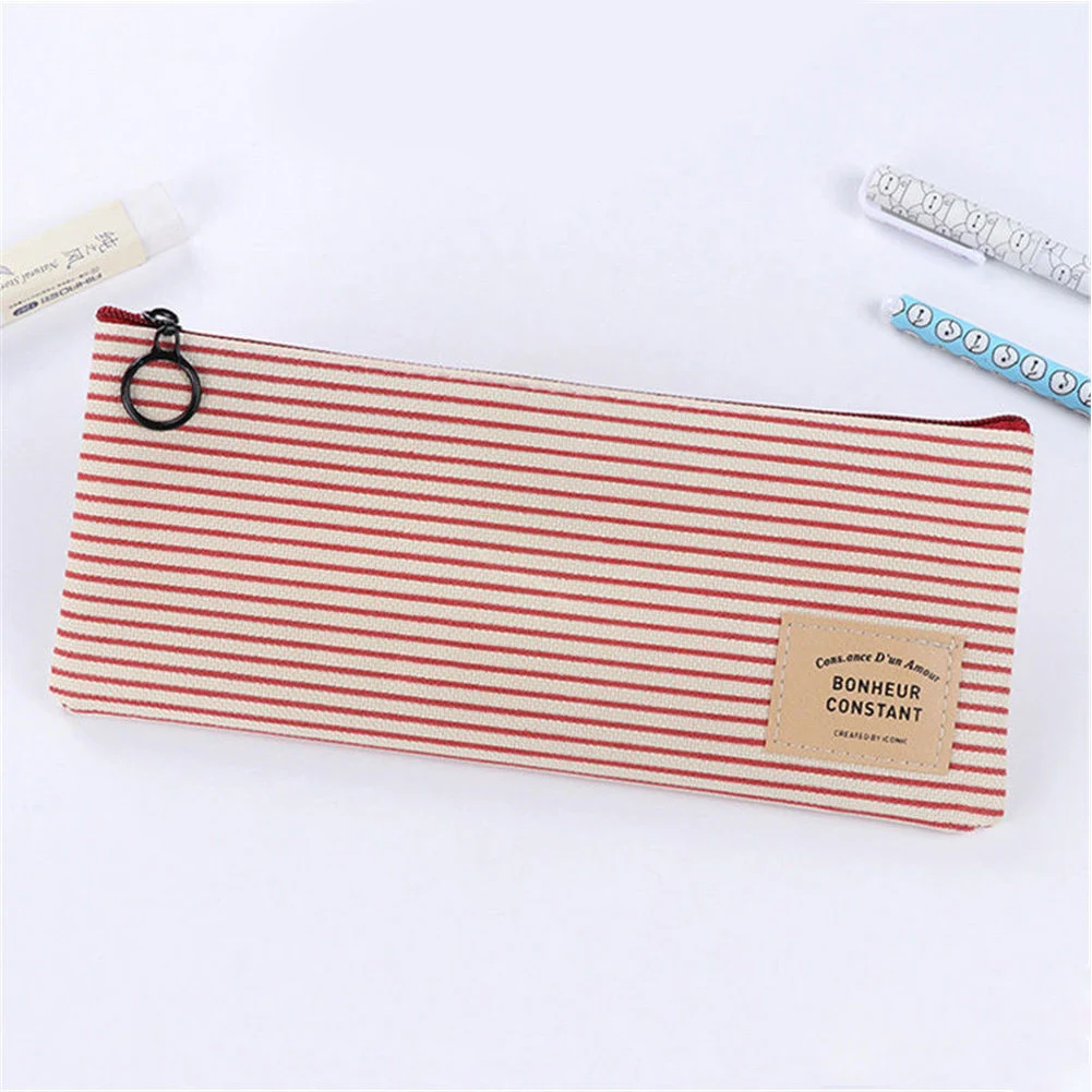 

Storage Students Canvas Makeup Zipper Pen Bag Grid Organizer Pencil Case Simple Cosmetic Pouch Stationery